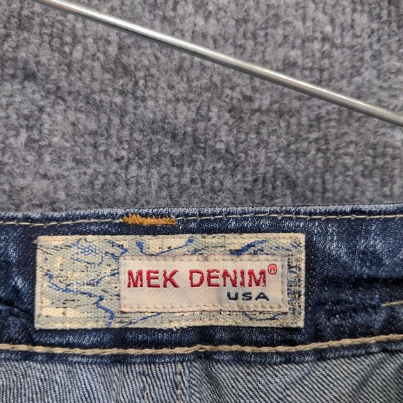 MEK Denim Men's Jeans Blue 27x34 Oaxaca Easy Dark Wash Denim Distressed Pockets - Picture 11 of 15